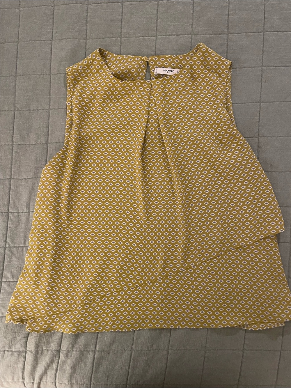 Mango Yellow Diamond-Print Sleeveless Top